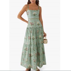 Agua by Agua Bendita Lima Striped Linen Maxi Dress